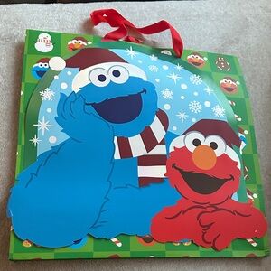 Sesame Street Gift Bag with Elmo and Cookie Monster - Red, Blue, Green